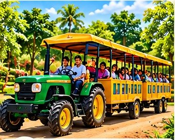 Tractor and bullock cart ride